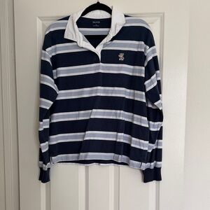 Hollister Blue and White Striped Polo